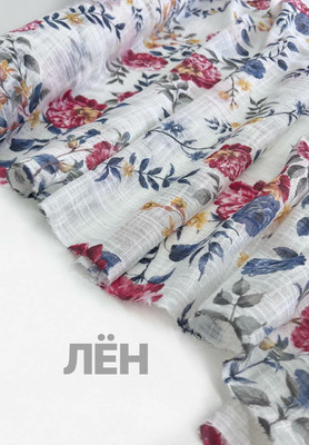 Лён цветы Принтованный
