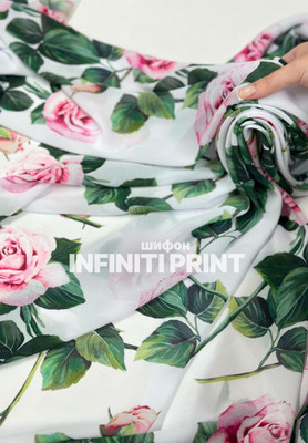 Шифон INFINITI PRINT Розовые розы Шифон