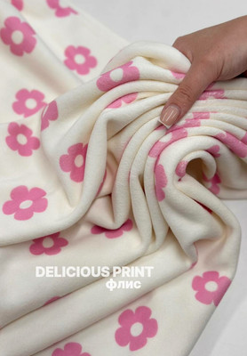 Флис DELICIOUS PRINT Розовые цветочки Принтованный