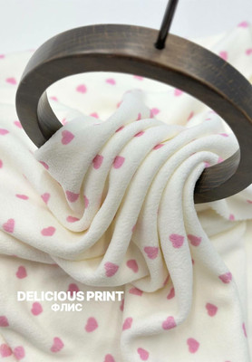 Флис DELICIOUS PRINT Сердечки Магазин тканей RUNA TEX - оптом и в розницу
