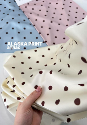 Атлас ALASKA PRINT кофейный горошек Магазин тканей RUNA TEX - оптом и в розницу