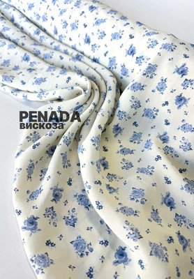 Вискоза PENADA голубые розочки PENADA