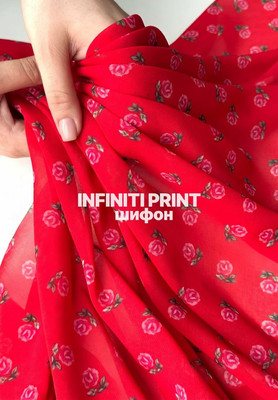 Шифон INFINITI PRINT розочки Магазин тканей RUNA TEX - оптом и в розницу