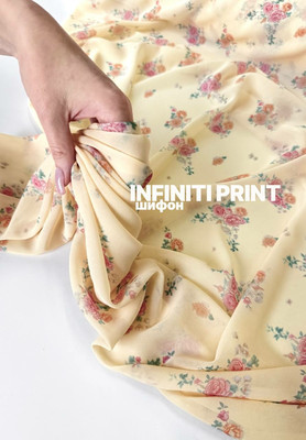 Шифон INFINITI PRINT Букеты Магазин тканей RUNA TEX - оптом и в розницу