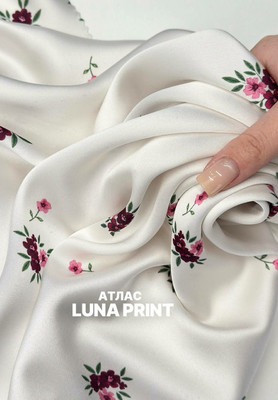 Атлас LUNA PRINT цветочки Магазин тканей Руна - оптом и в розницу