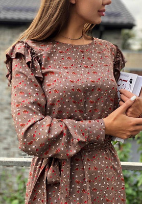 Штапель Цветочки на беж Штапель