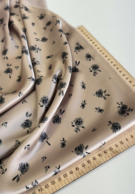 Атлас LUNA PRINT серочёрные бутоны Каталог тканей
